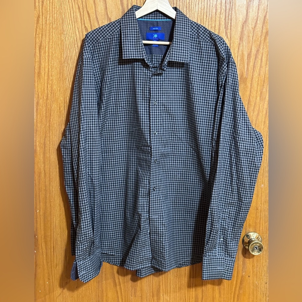 Egara Non-Iron Button Up Shirt Men's XXL Long Sleeve Multi-Gingham‎ Casual BIN I